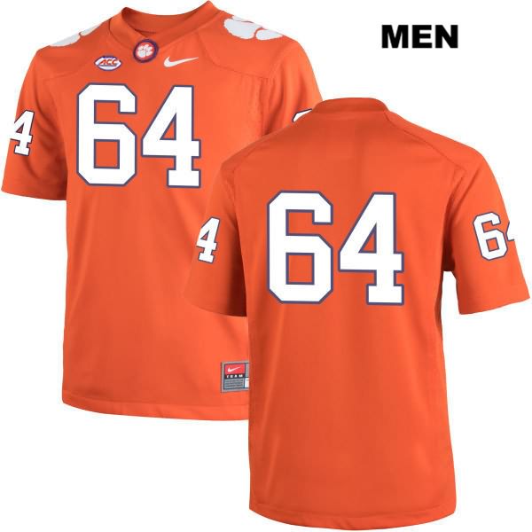 Men's Clemson Tigers #64 Pat Godfrey Stitched Orange Authentic Nike No Name NCAA College Football Jersey PSB7346UP